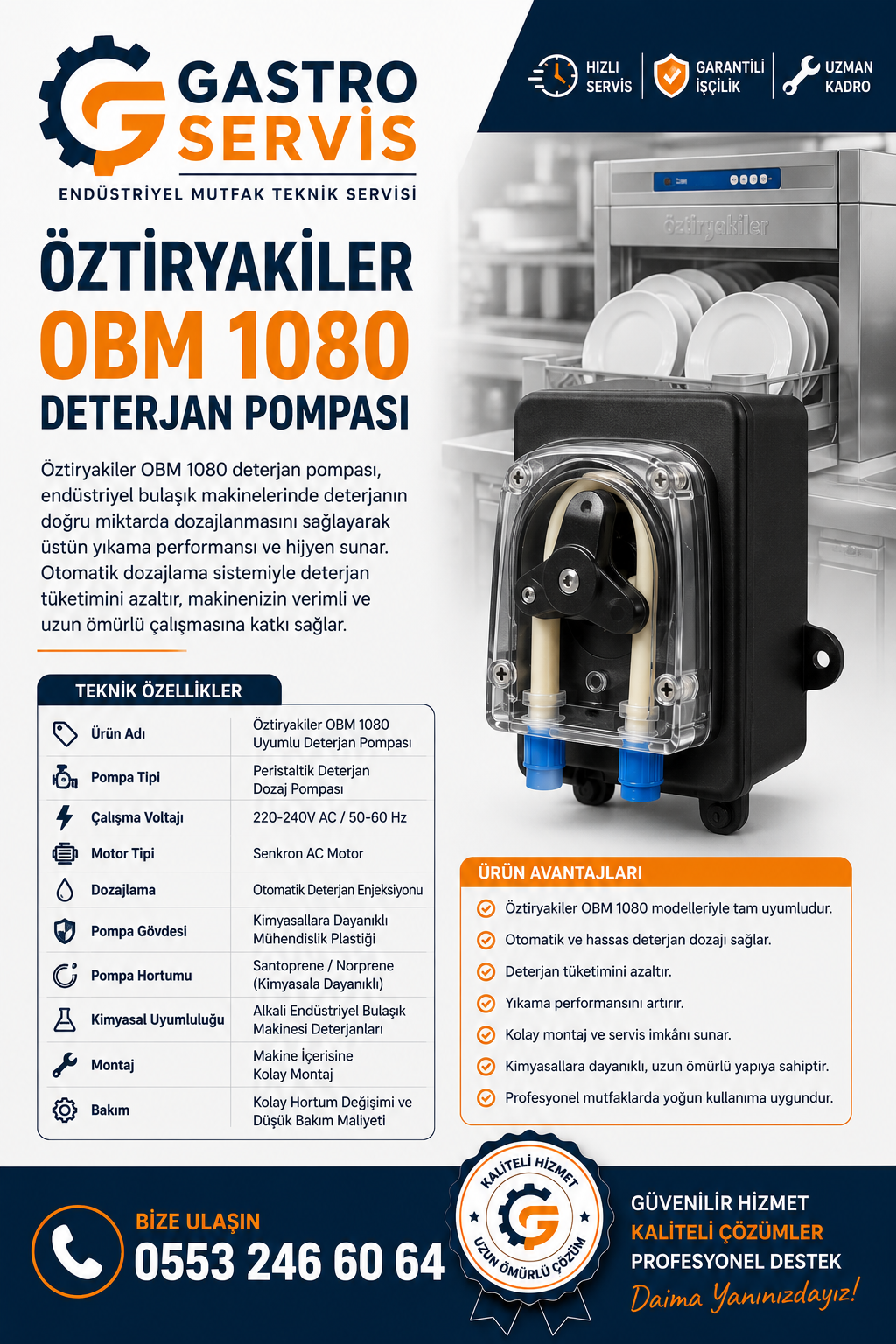 Öztiryakiler OBM 1080  Uyumlu Deterjan Dozaj Pompası