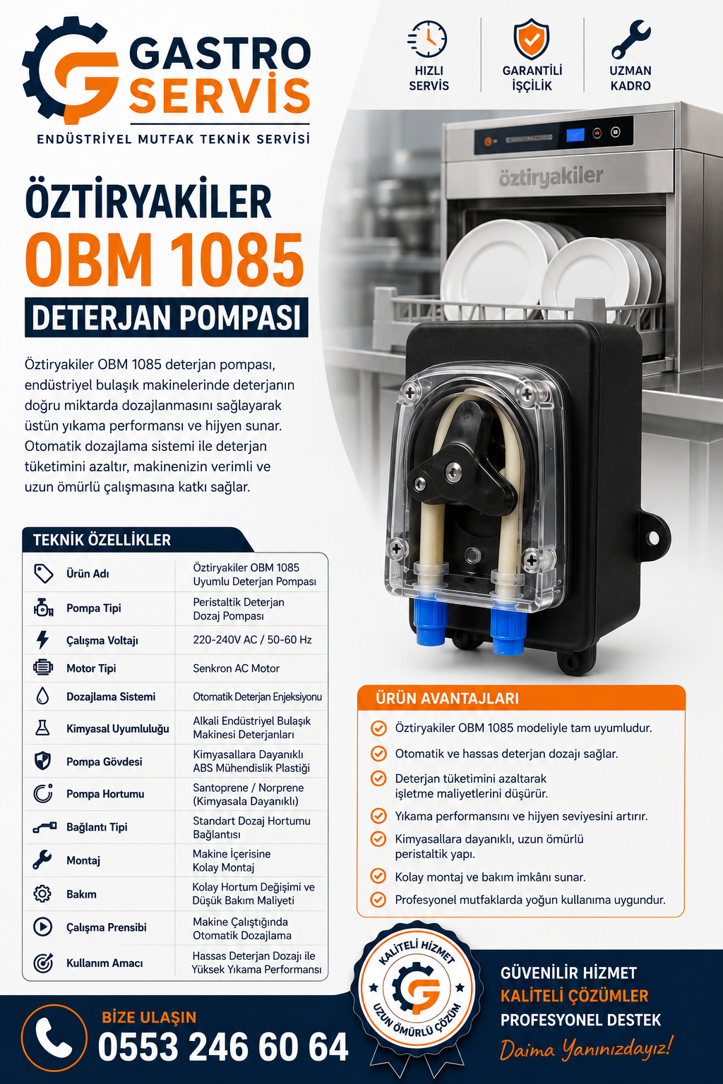 Öztiryakiler OBM 1085 Uyumlu Deterjan Dozaj Pompası