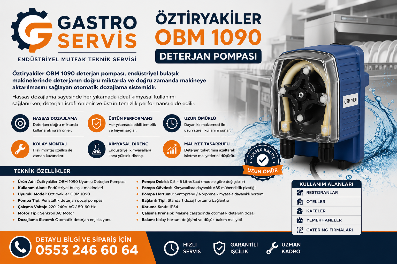 Öztiryakiler OBM 1090 Uyumlu Deterjan Dozaj Pompası
