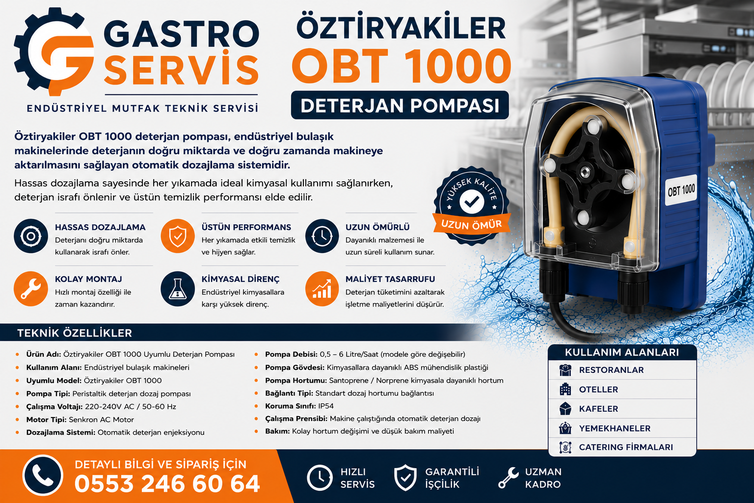Öztiryakiler OBT 1000 Uyumlu Deterjan Dozaj Pompası