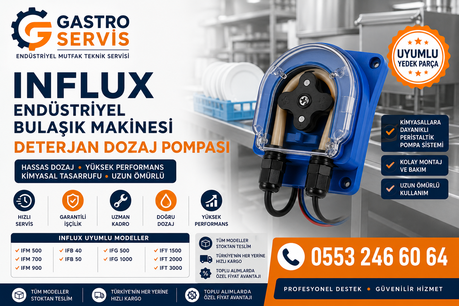 Influx Endüstriyel Bulaşık Makinesi Deterjan Dozaj Pompası