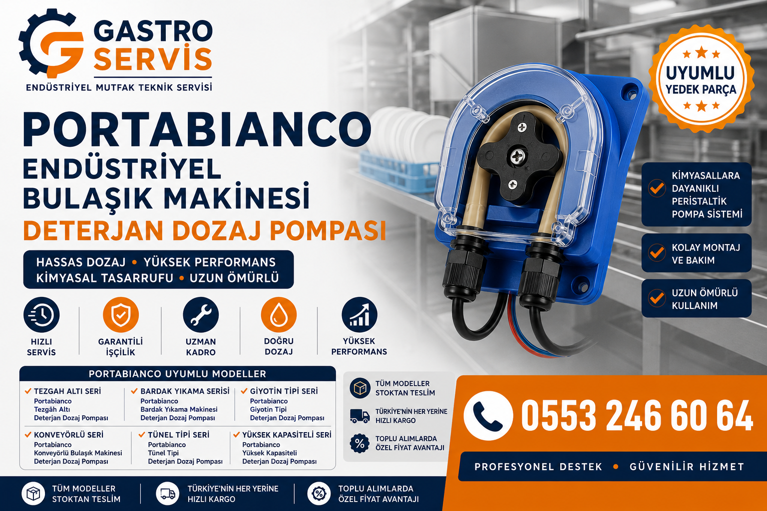 Portabianco Endüstriyel Bulaşık Makinesi Deterjan Dozaj Pompası