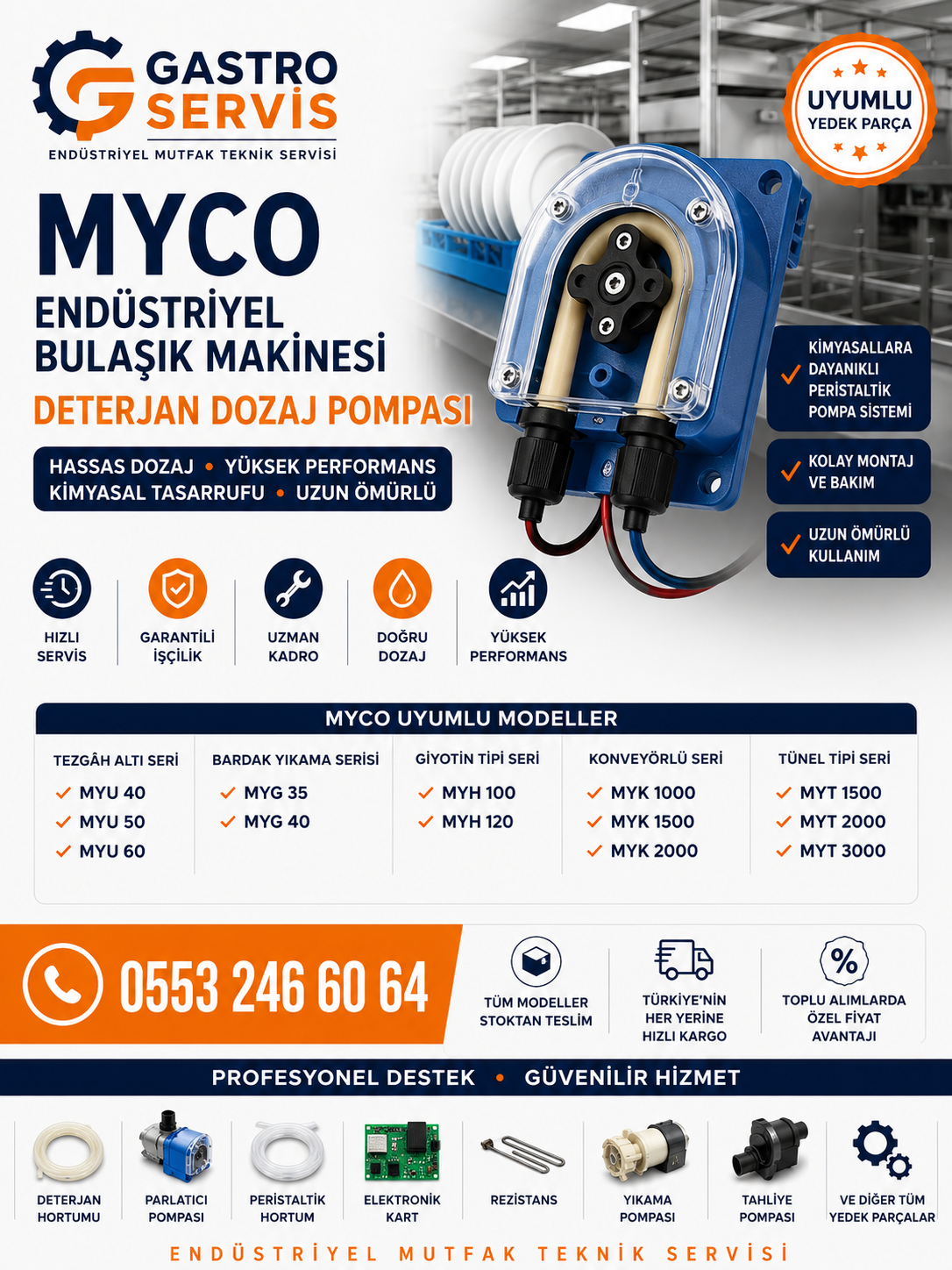 Myco Endüstriyel Bulaşık Makinesi Deterjan Dozaj Pompası