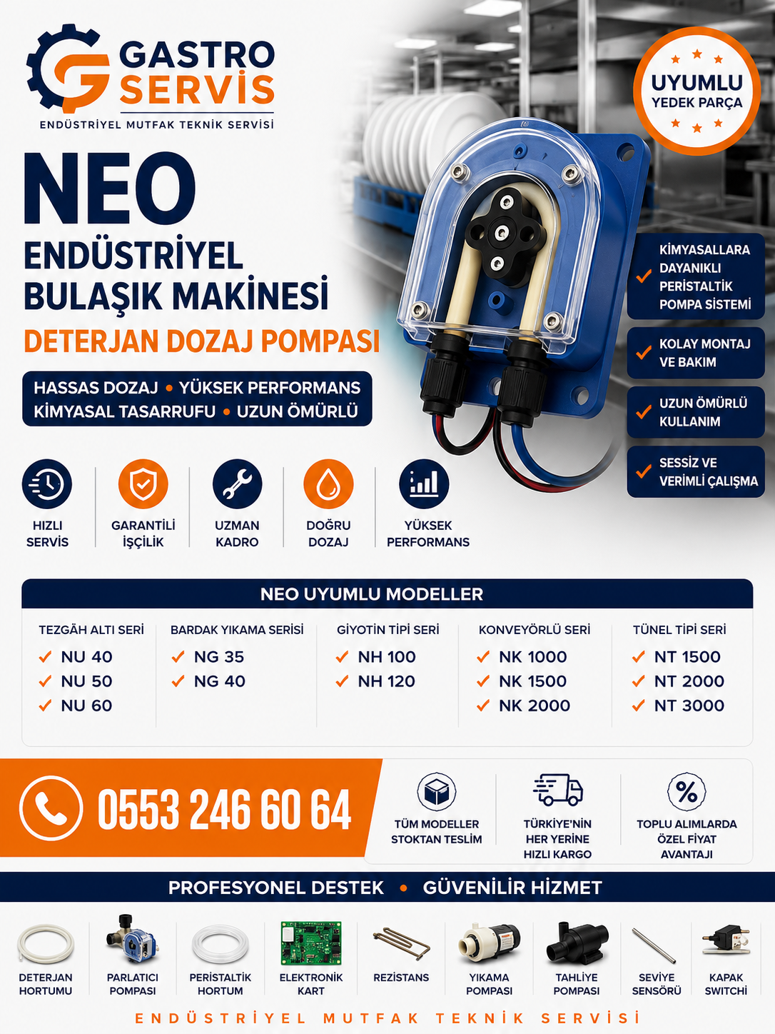 Neo Endüstriyel Bulaşık Makinesi Deterjan Dozaj Pompası