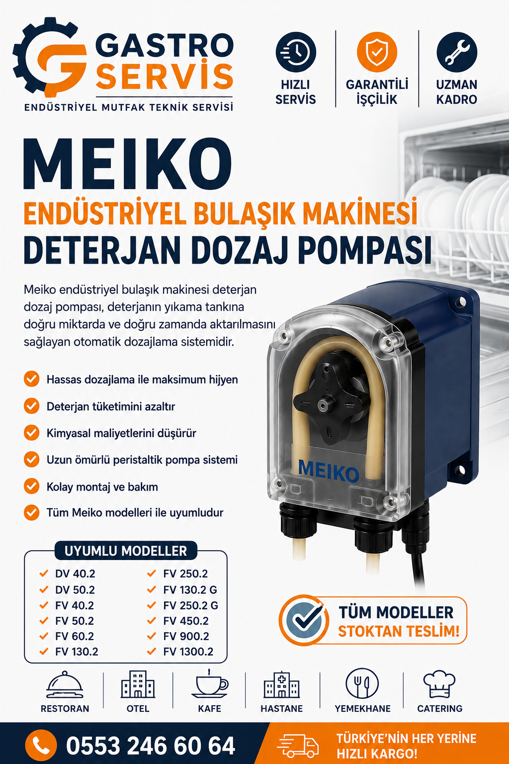 Meiko Endüstriyel Bulaşık Makinesi Deterjan Dozaj Pompası