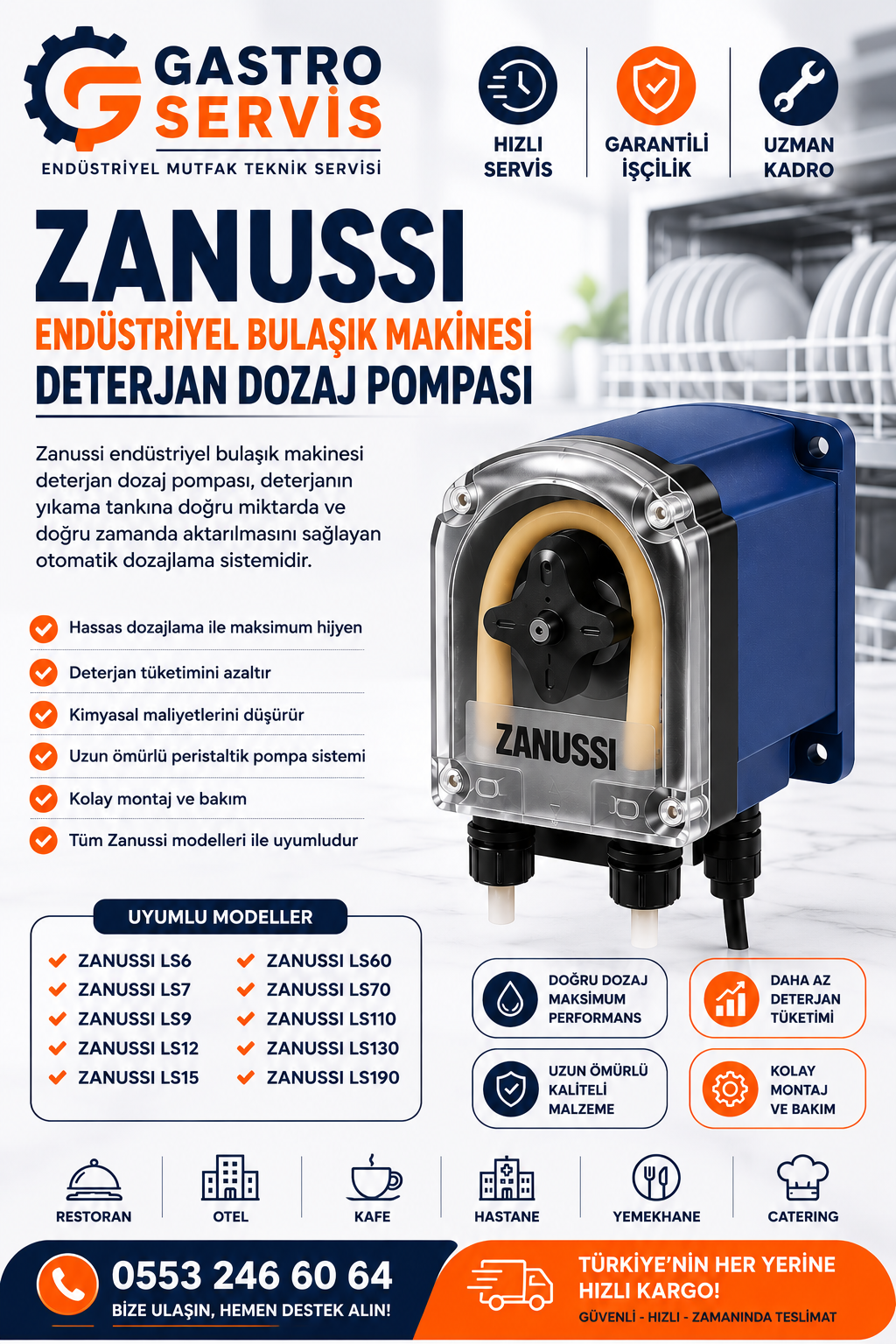 Zanussi Endüstriyel Bulaşık Makinesi Deterjan Dozaj Pompası