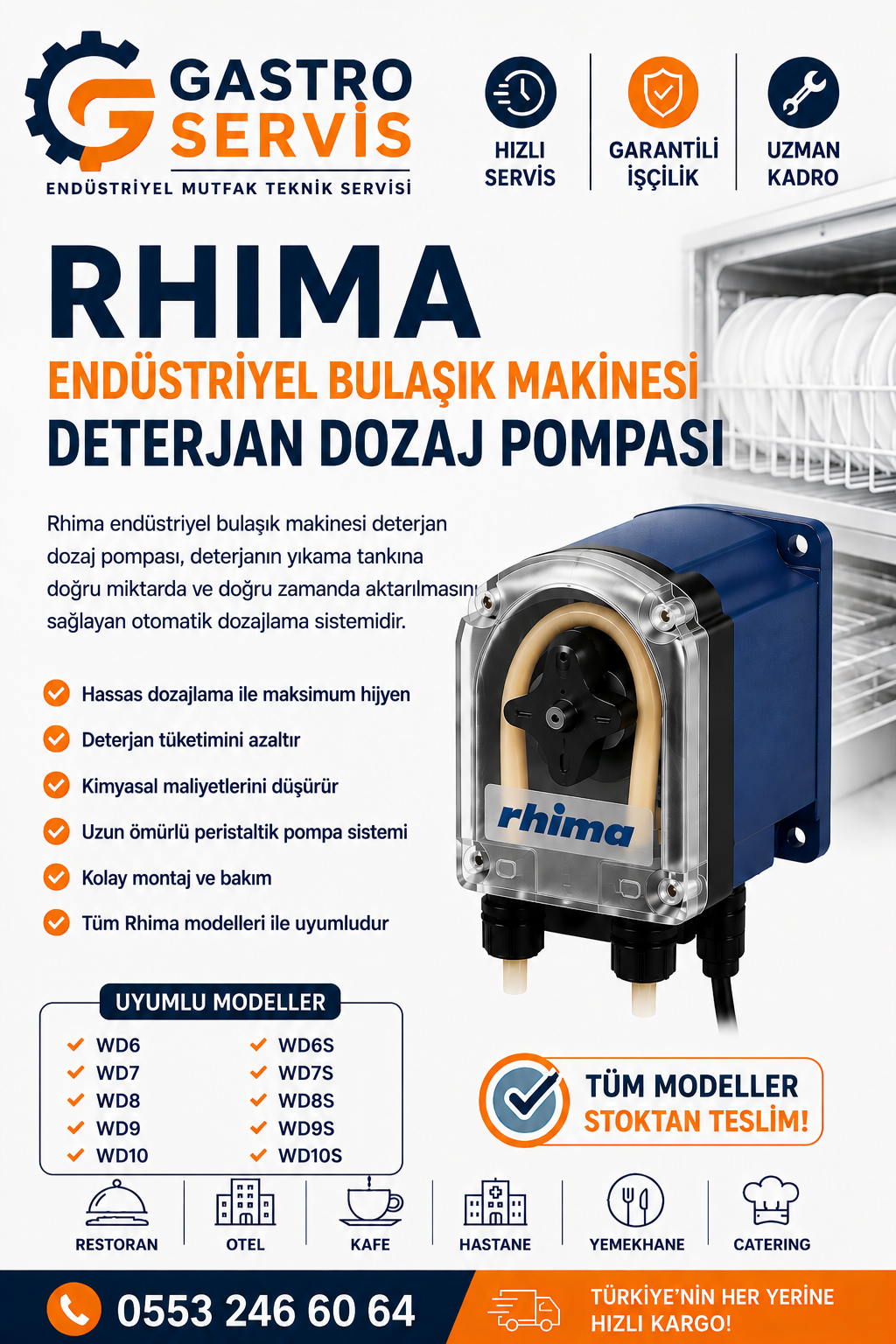 Rhima Endüstriyel Bulaşık Makinesi Deterjan Dozaj Pompası