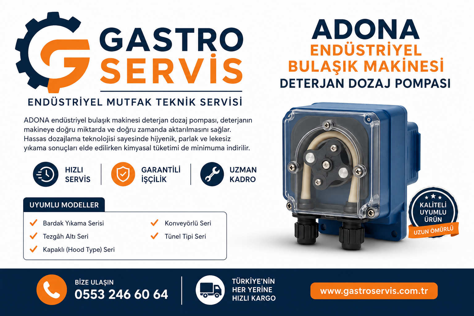ADONA Endüstriyel Bulaşık Makinesi Deterjan Dozaj Pompası