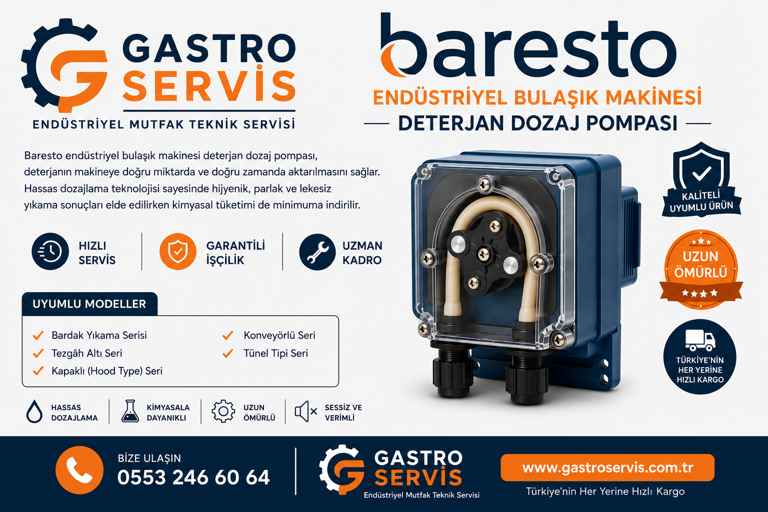 Baresto Endüstriyel Bulaşık Makinesi Deterjan Dozaj Pompası