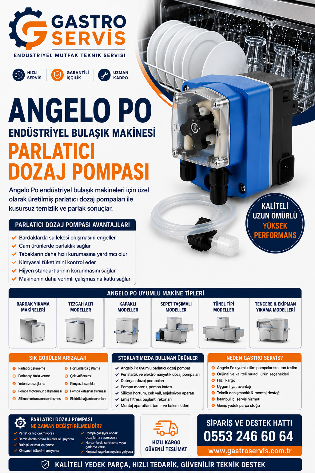 Angelo Po Endüstriyel Bulaşık Makinesi Parlatıcı Dozaj Pompası