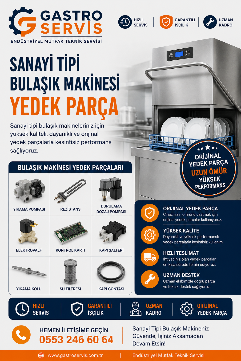 Sanayi Tipi Bulaşık Makinesi Yedek Parça – 0553 246 60 64