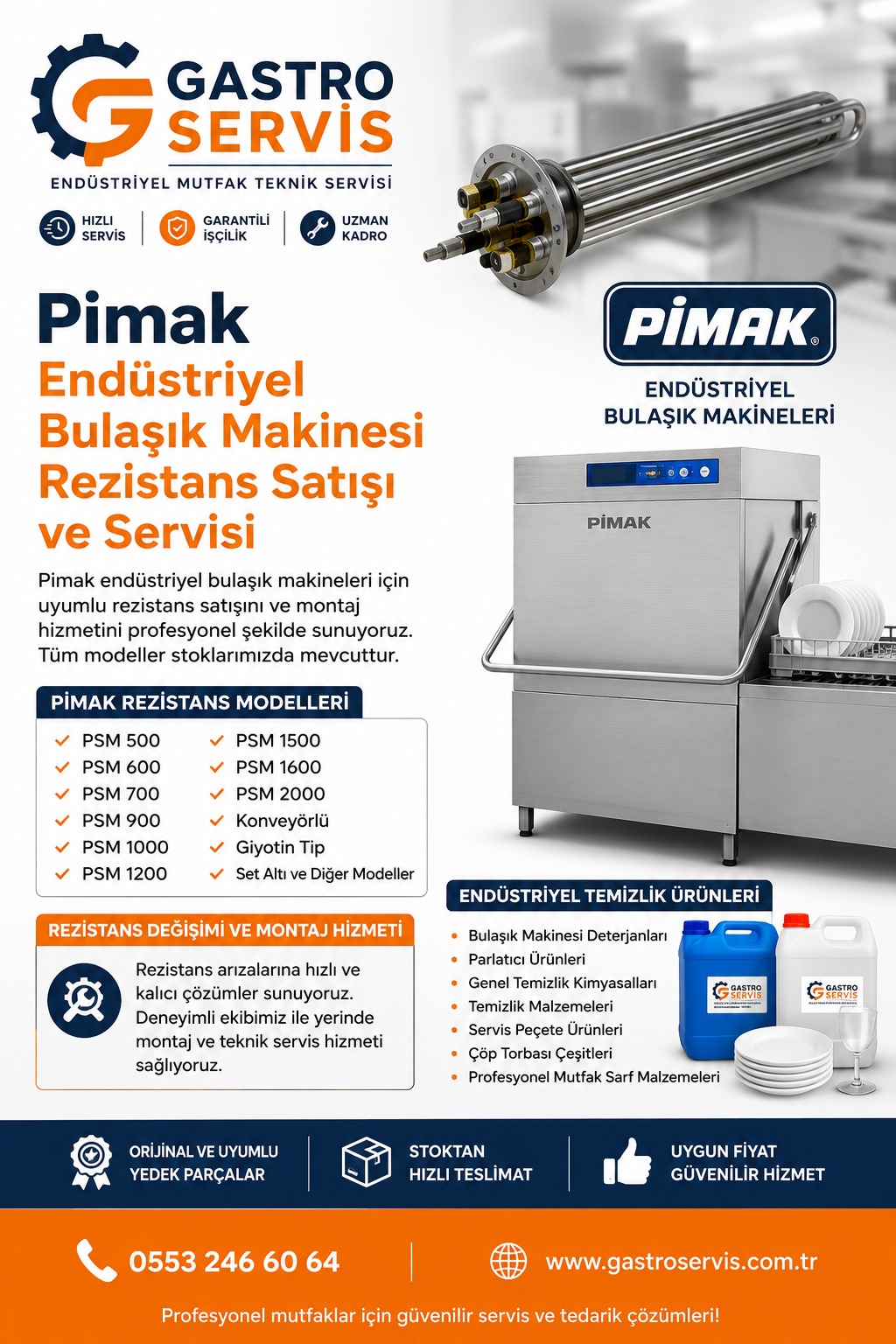 Pimak Endüstriyel Bulaşık Makinesi Rezistansı