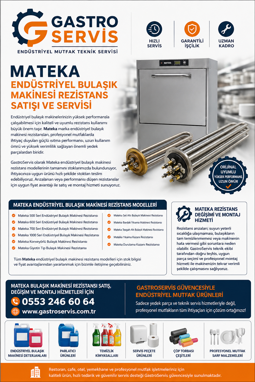 Mateka Endüstriyel Bulaşık Makinesi Rezistansı