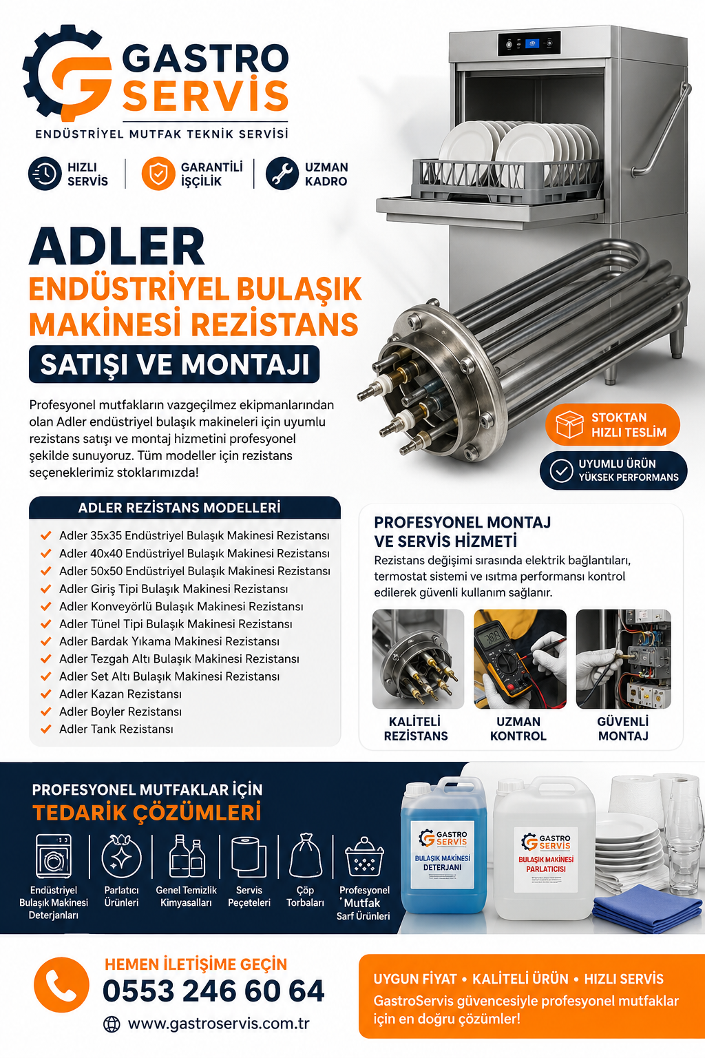 Adler Endüstriyel Bulaşık Makinesi Rezistansı